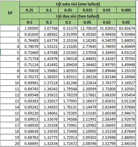 Membuat Tabel T Uji Statistik Menggunakan Microsoft Excel AGUNG TUTORIAL